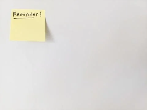 Reminder Message on Sticky Note with Copy Space Stock Photos