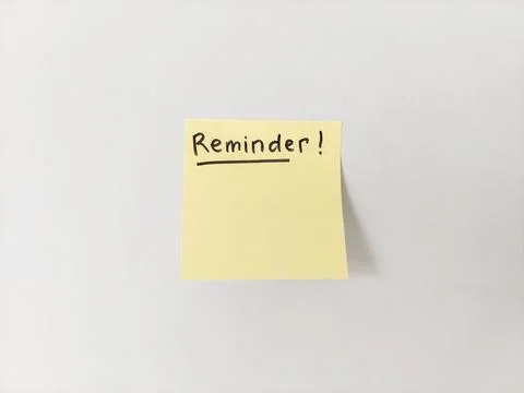Reminder Message on Sticky Note with Copy Space Stock Photos