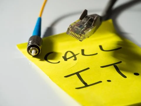 Reminder note to call network technician Stock Photos