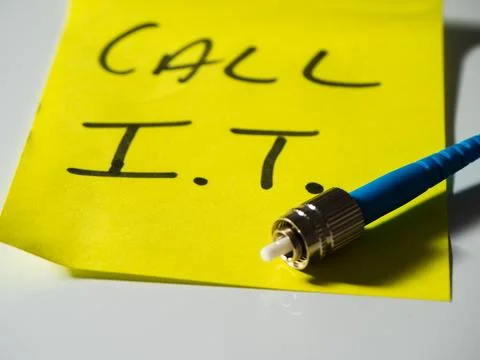 Reminder note to call network technician Stock Photos