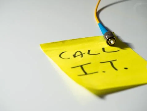 Reminder note to call network technician Stock Photos