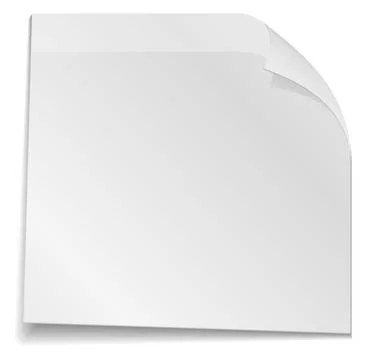Reminder note mockup with curled corner. Blank white paper Stock Illustration