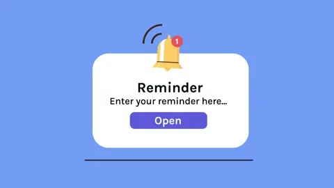 Reminder, notification page with floating elements and business planning, events Video stock 281321538