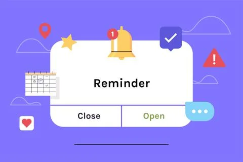 Reminder, notification page with floating elements futuristic concept. Illustration