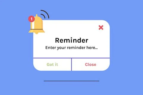 Reminder, notification page with floating elements futuristic concept. Illustration