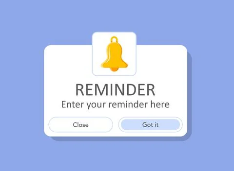 Reminder notifications page with alert bell icon in flat style. Event notic.. Stock Illustration