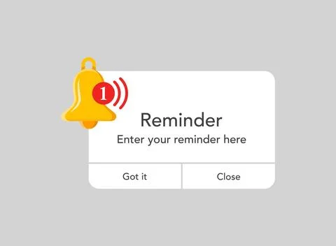 Reminder notifications page with alert bell icon in flat style. Event notic.. Stock Illustration
