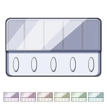 Reminder pill organizer cartoon vector graphic Stock Illustration