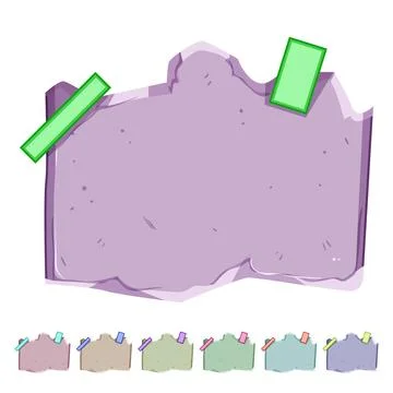 Reminder pinned torn paper notes cartoon vector graphic Stock Illustration