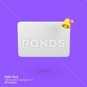 Reminder popup bell notification alert isolated 3d render icon illustration Modello PSD