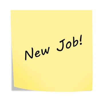 Reminder Post-It note new job isolated on white with clipping path Stock Illustration