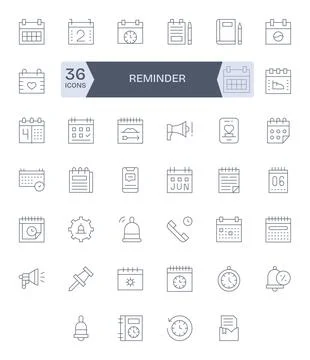 Reminder Retina Ready Vector Icon Pack with 40 Thin Line Editable Elements イラスト素材
