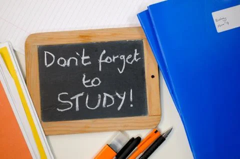 Reminder saying dont forget to study Stock Photos