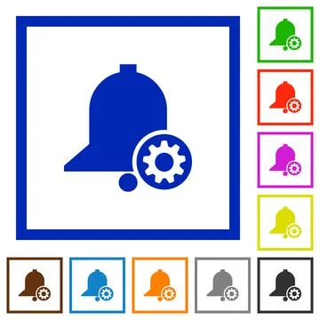Reminder settings flat framed icons Stock Illustration