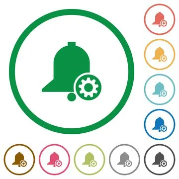 Reminder settings flat icons with outlines Stock Illustration