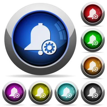 Reminder settings round glossy buttons 스톡 일러스트