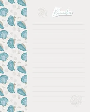 Reminder template, to do list, schedule, plan, blank, lined paper with sea ocean Stock Illustration