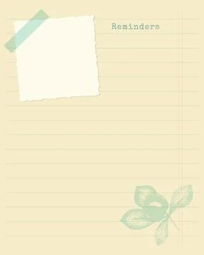 Reminder template old lined, vintage style, with chestnut stamp. For notes, to Stock Illustration