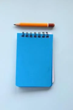 Reminder. Top view of blank notebook. Stock Photos