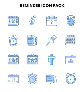 Reminder Two Colour Bundle Icons Pack Stock Illustration