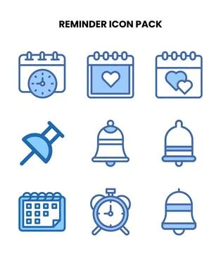 Reminder Two Colour Bundle Icons Pack 库存插图