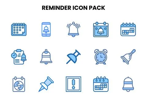 Reminder Two Colour Design Icons Pack 库存插图