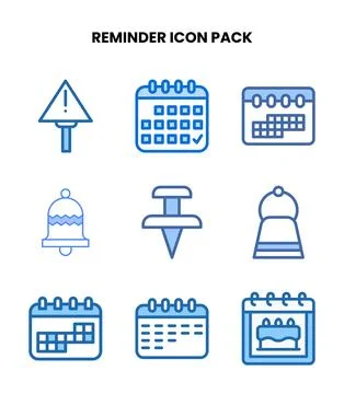 Reminder Two Colour Graphics Icons Pack Stock Illustration