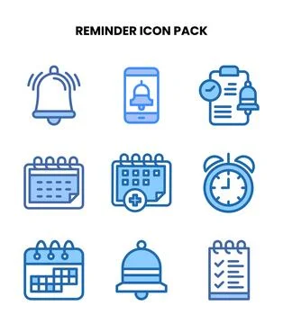 Reminder Two Colour Icons Pack Stock Illustration