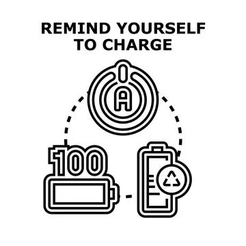 Reminding charging battery with automatic notification system Stock Illustration