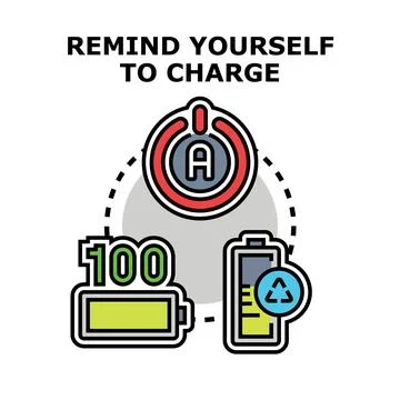 Reminding charging battery with automatic notification system Stock Illustration