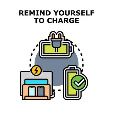 Reminding self about charging electronic devices Stock Illustration
