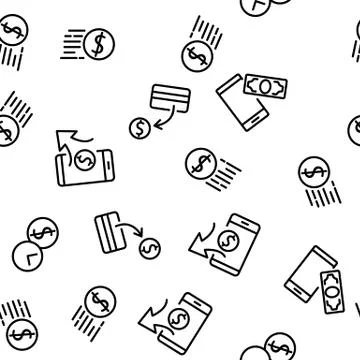 Remittance Finance Vector Seamless Pattern Stock Illustration