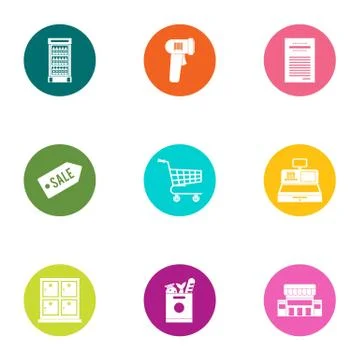 Remittance icons set, flat style Stock Illustration