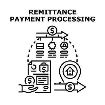 Remittance payment processing for money transfer service Stock Illustration