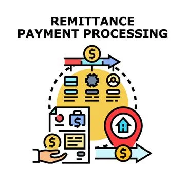 Remittance payment processing for money transfer service Stock Illustration