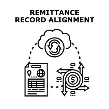 Remittance record alignment process synchronizing financial data イラスト素材
