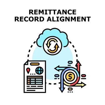 Remittance record alignment process synchronizing financial data イラスト素材