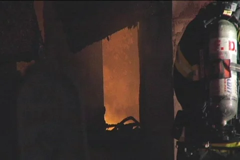 Remnants of house fire Video stock 822476