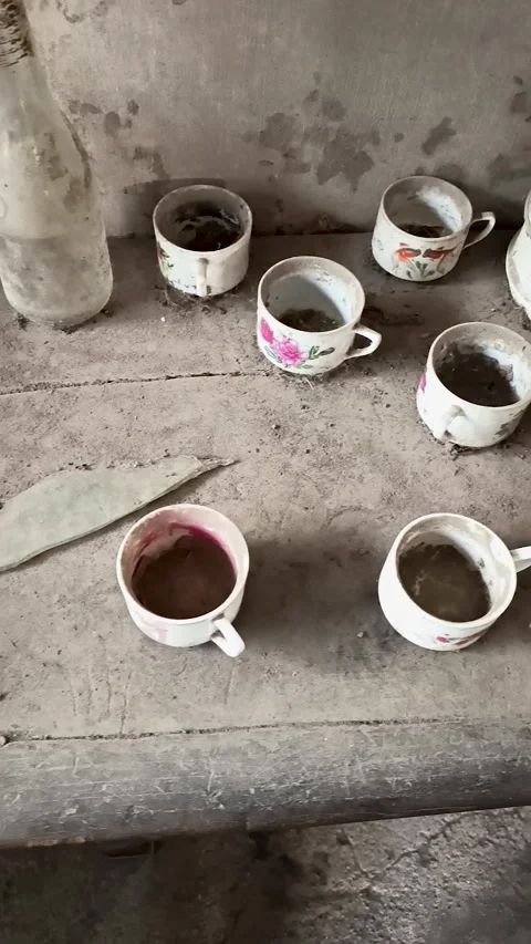 Remnants of items burnt due to the eruption of Mount Merapi Stock-Footage 310550540