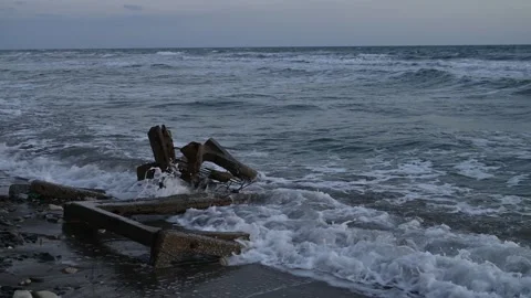 Remnants of mooring posts Stock Footage 280210825