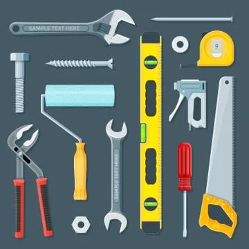 Remodel construction tools illustration set. Stock Illustration