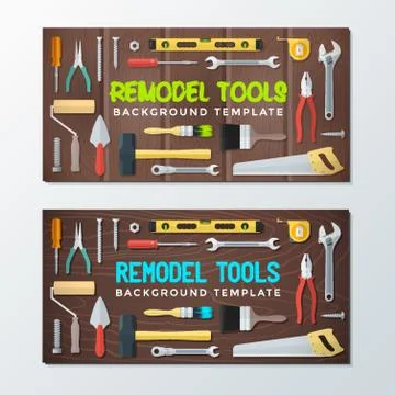 Remodel tools backdrops banner templates. Stock Illustration