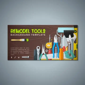 Remodel tools backdrops banner templates. Stock Illustration