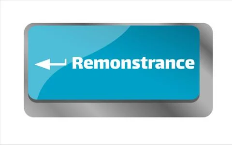 Remonstrance . Close up of keyboard, enter computer key. Illustrazione stock