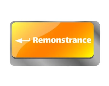 Remonstrance . Close up of keyboard, enter computer key. Illustrazione stock