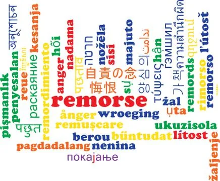 Remorse multilanguage wordcloud background concept Stock Illustration
