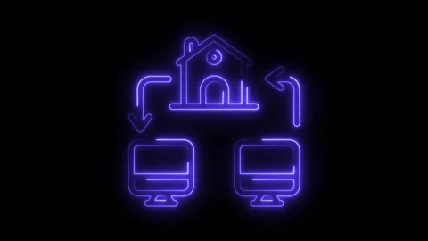 Remote access connection with neon lines showing communication between comp.. Stock Footage 314650970