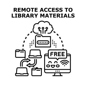 Remote access to digital library materials using cloud storage Illustrazione stock