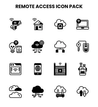 Remote Access DuoTone Bundle Icons Pack Stock Illustration