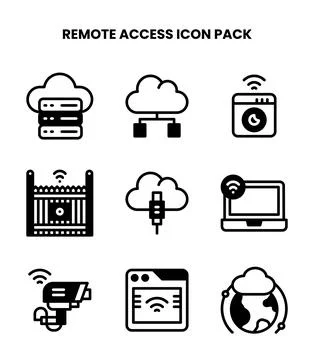 Remote Access DuoTone Graphics Icons Pack Stock Illustration